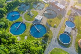 Panoramic view of modern urban wastewater treatment plant water purification is the process of remo